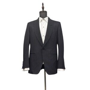 Tom Ford - Black on Black Geometric Circle Print Dinner Jacket